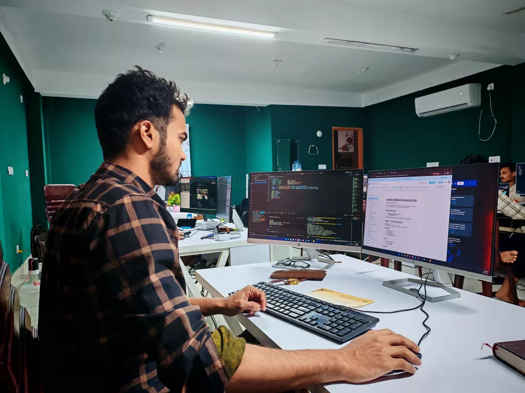 AI software development services engineering team working with internal developers